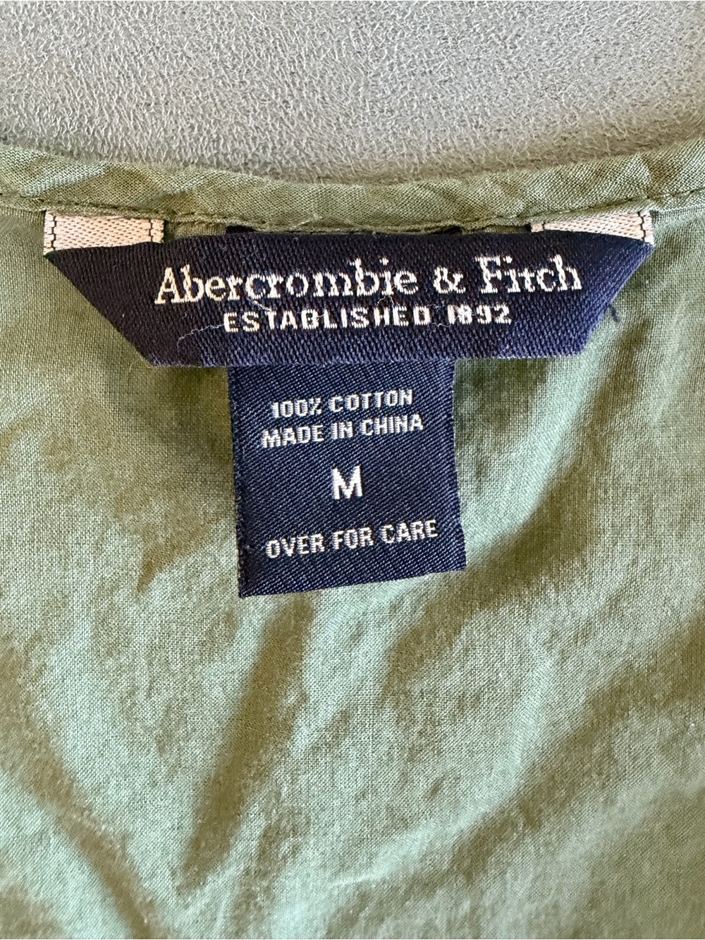 Abercrombie & Fitch Olive Green V-Neck Tunic with Red Floral Embroidery - Picture 4 of 4